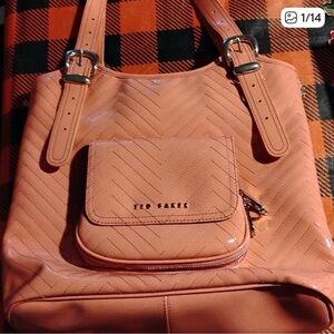 Ted Baker Quilted Peach-Pink Tote with Front Pocket